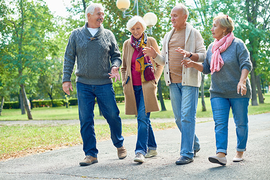 Group of seniors walking together.