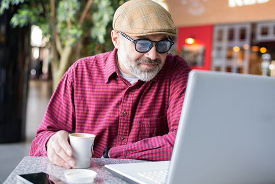Man using computer. Man using computer.