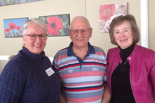 Paula Bigger (candidate, and former Minister of Transportation), Richard Savidant (volunteer and event organizer) and Shirley Pierce (Advocacy Program Officer for Prince Edward Island) at the Summerside Branch all-candidates meet and greet during the recent provincial election.