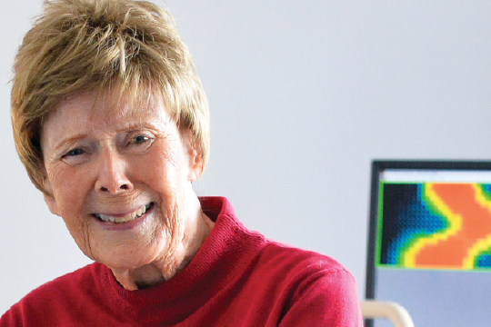 Patient Jessie Maisby poses for a photo in the SAM3 apartment at the Élisabeth Bruyère Hospital in Ottawa.