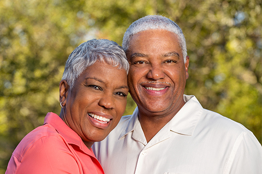 Smiling couple.