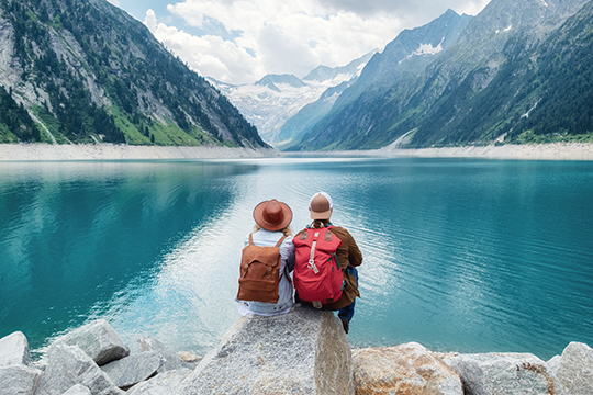 Couple traveling together.