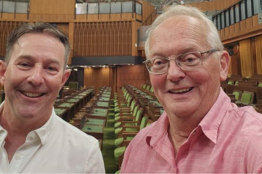 Mike Devine, president of Colchester-East Hants branch, and Stephen Ellis, member of Parliament for Cumberland—Colchester.