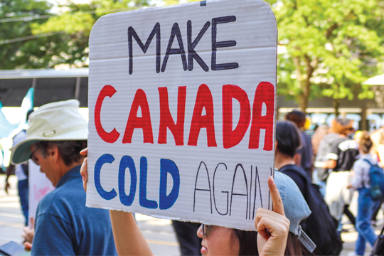 Sign reading "Make Canada cold again"