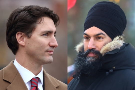 NDP Leader Jagmeet Singh and Prime Minister Justin Trudeau.