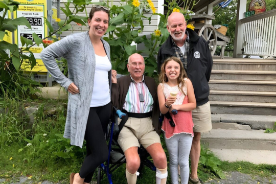 Donald Howson, centre, with his granddaughter, Joanna, his great-granddaughter, Nina and his son, Geoff.