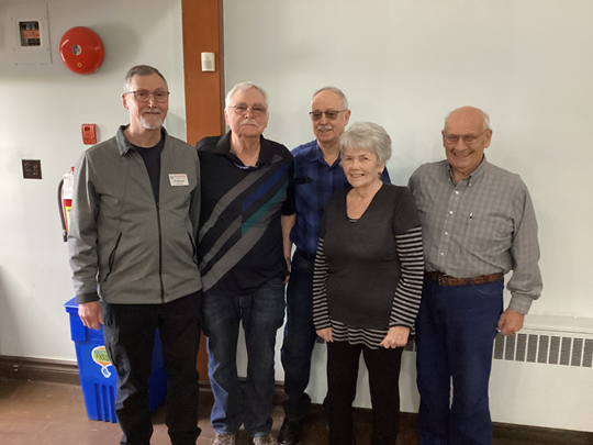 From Left to Right: Leo Girouard: V/P & Secretary, Glen Jones: President, Bill Crewson: Treasurer, Ruth Johnson: Member-at-large, Colin Wilcox: Member-at-large.