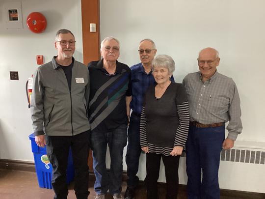 From Left to Right: Leo Girouard: V/P & Secretary, Glen Jones: President, Bill Crewson: Treasurer, Ruth Johnson: Member-at-large, Colin Wilcox: Member-at-large.