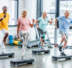 Seniors excercising.