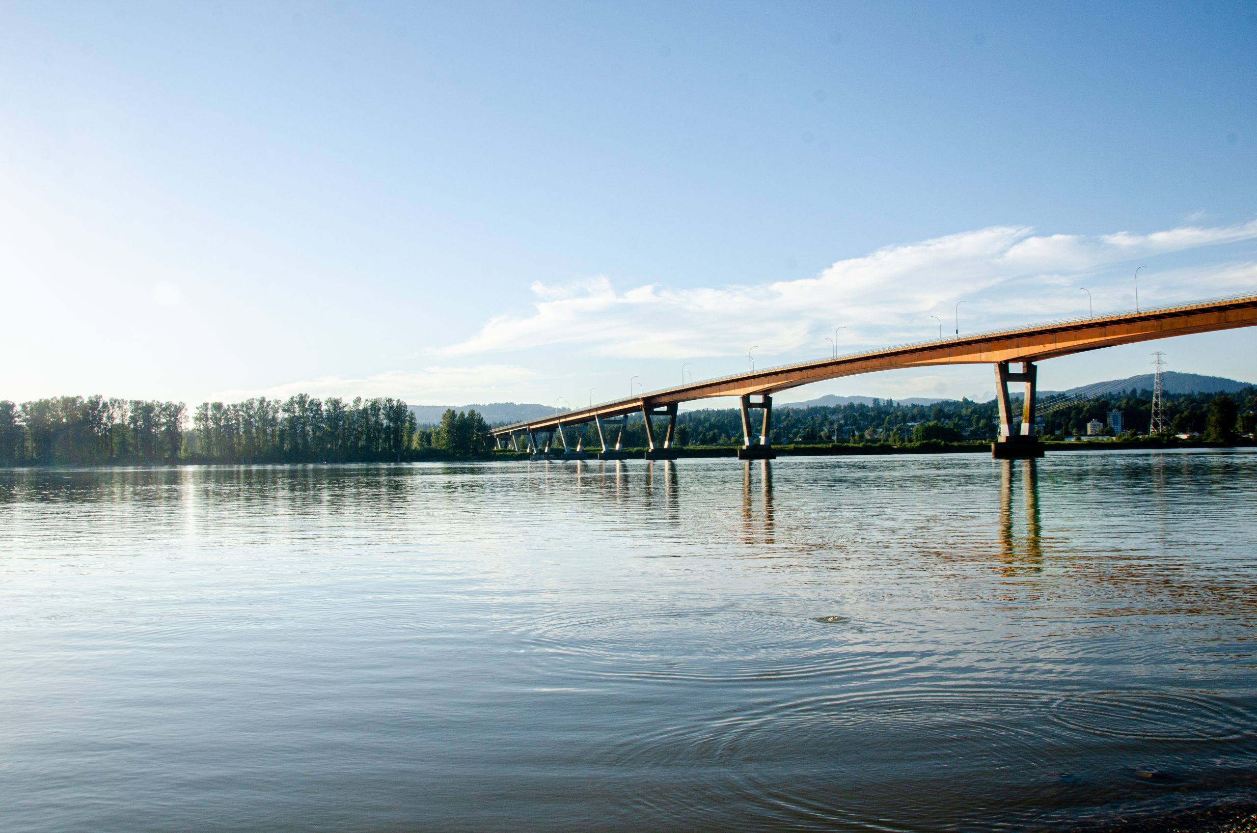 The Mission Bridge crosses the Fraser River in British Columbia.